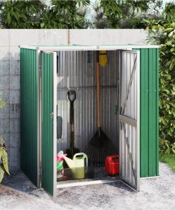 Garden Tool Shed Green 161x89x161 Cm Galvanised Steel