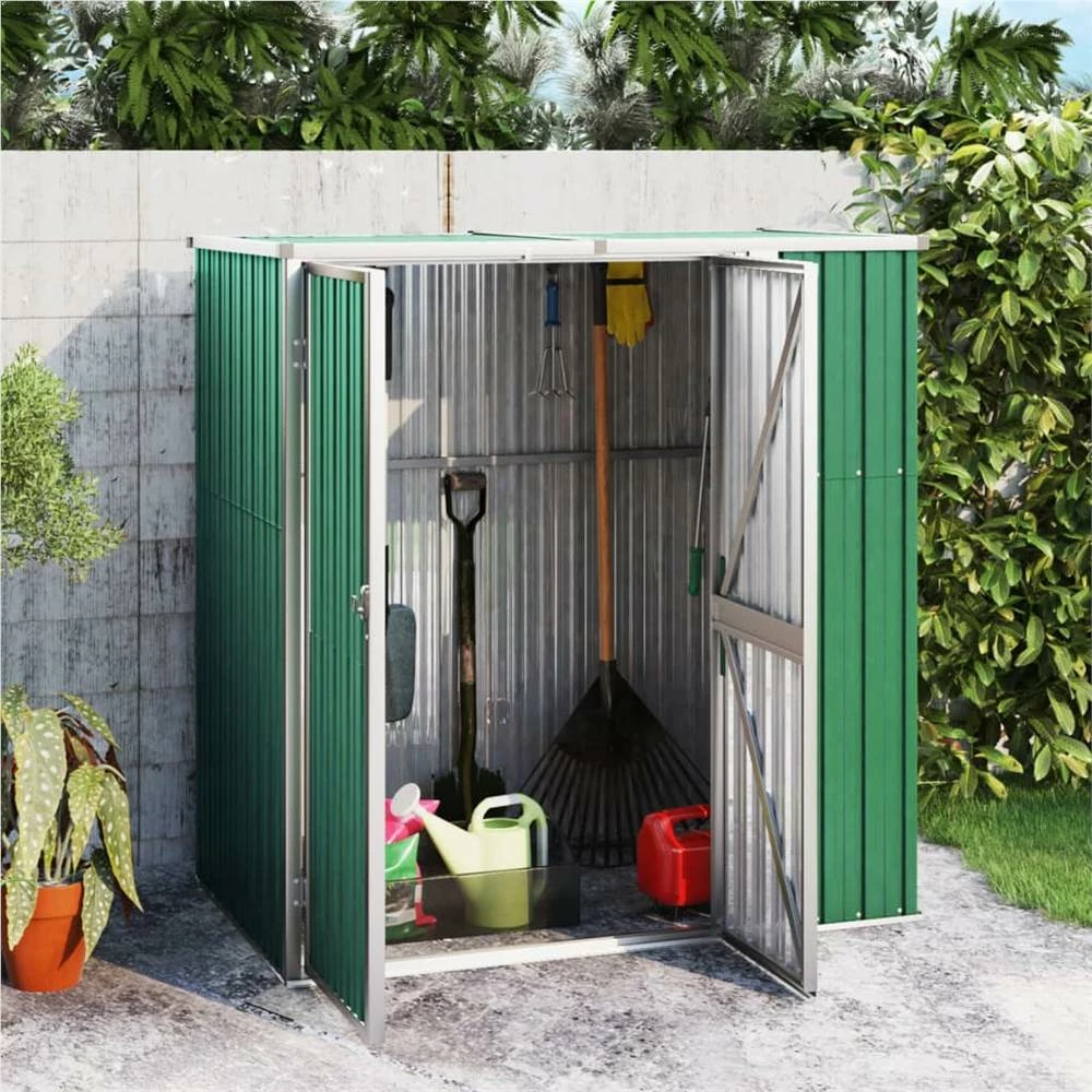Garden Tool Shed Green 161x89x161 Cm Galvanised Steel
