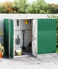 Garden Tool Shed Green 225x89x161 Cm Galvanised Steel