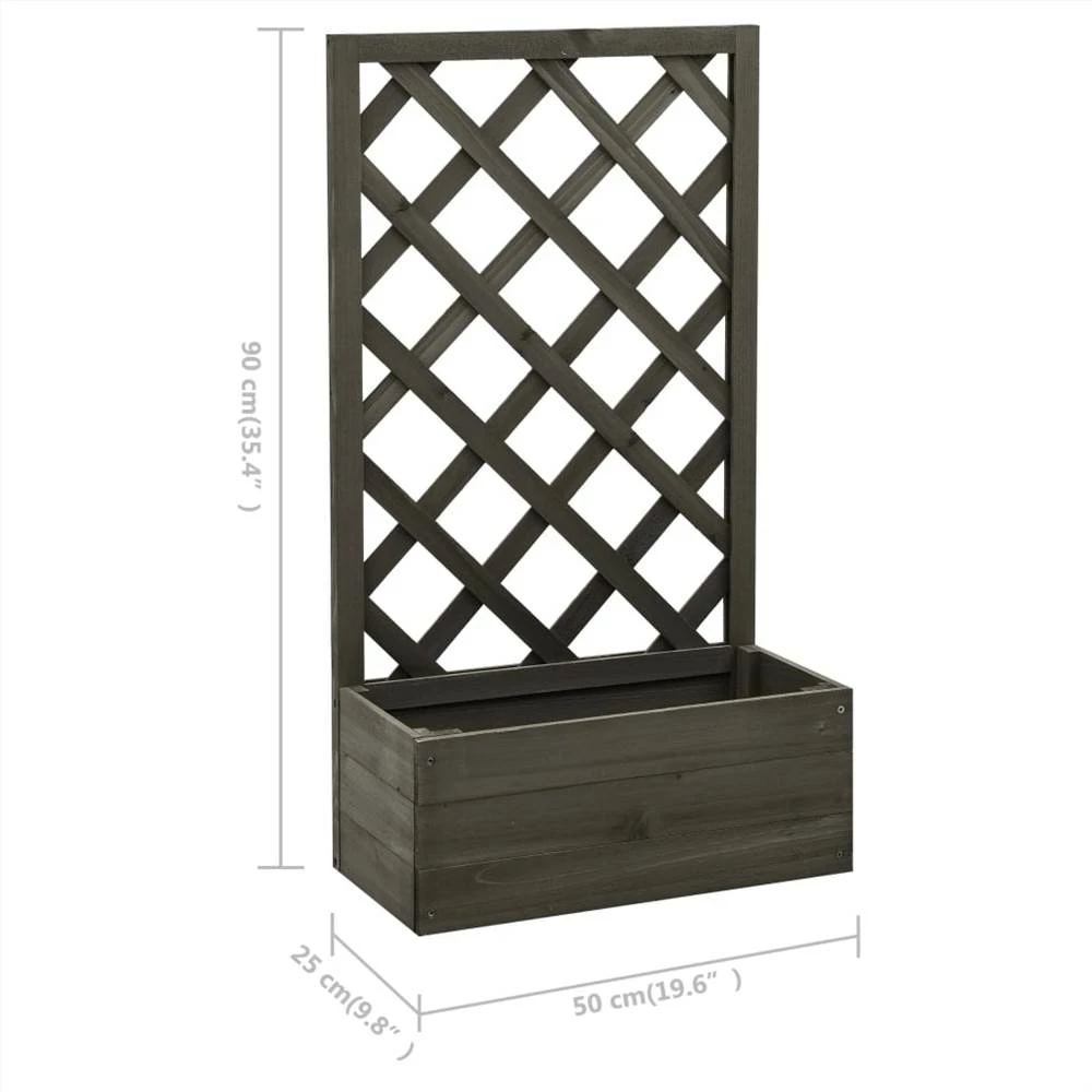 Garden Trellis Planter Grey 50x25x90 Cm Solid Firwood - Image 6