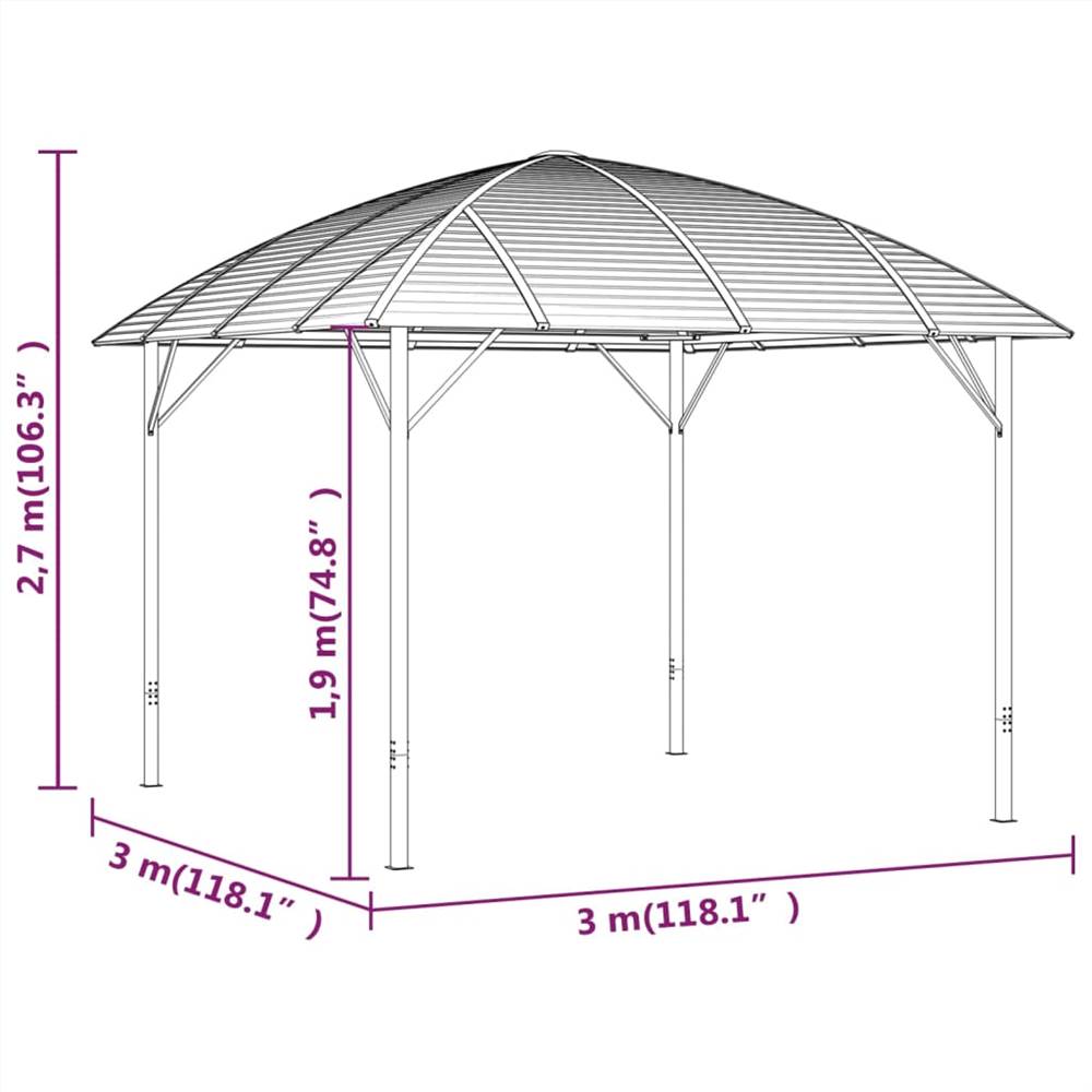 Gazebo with Arch Roof 3x3 m Anthracite Gazebo With Arch Roof 3x3 M Anthracite -Room Gazebo with Arch Roof 3x3 m Anthracite 516129 4