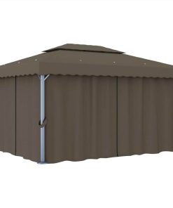 Gazebo With Curtain 4x3 M Taupe Aluminium