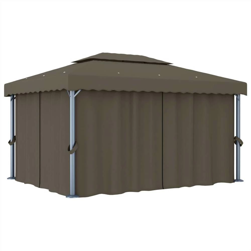 Gazebo With Curtain 4x3 M Taupe Aluminium