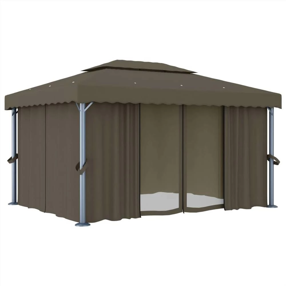 Gazebo With Curtain 4x3 M Taupe Aluminium - Image 2