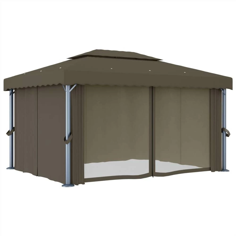 Gazebo With Curtain 4x3 M Taupe Aluminium - Image 3