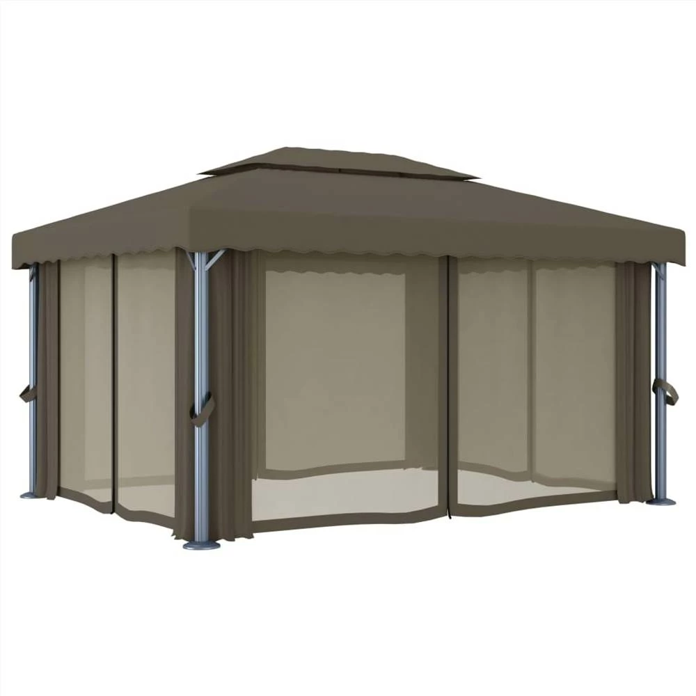 Gazebo With Curtain 4x3 M Taupe Aluminium - Image 4