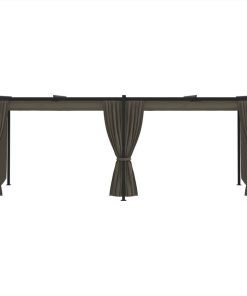 Gazebo With Curtains 6x3 M Taupe Steel -Room Gazebo with Curtains 6x3 m Taupe Steel 510795 3