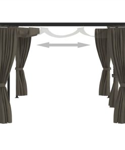 Gazebo With Curtains 6x3 M Taupe Steel -Room Gazebo with Curtains 6x3 m Taupe Steel 510795 4