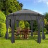Gazebo With Curtains Round 3.5x2.7 M Anthracite -Room Gazebo with Curtains Round 3 5x2 7 m Anthracite 487668 0
