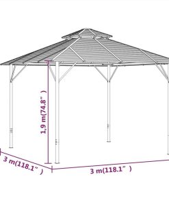 Gazebo With Double Roof 3x3 M Anthracite -Room Gazebo with Double Roof 3x3 m Anthracite 513006 4