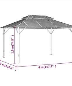 Gazebo With Double Roof 3x4 M Anthracite -Room Gazebo with Double Roof 3x4 m Anthracite 513428 5