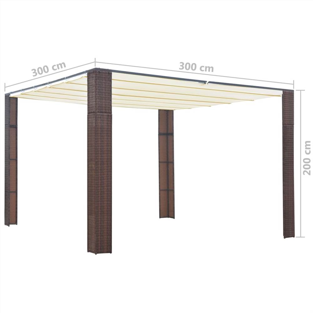 Gazebo with Roof Poly Rattan 300x300x200 cm Brown and Cream Gazebo With Roof Poly Rattan 300x300x200 Cm Brown And Cream -Room Gazebo with Roof Poly Rattan 300x300x200 cm Brown and Cream 489834 3