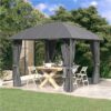Gazebo With Sidewalls&Arch Roof 3x3 M Anthracite -Room Gazebo with Sidewalls Arch Roof 3x3 m Anthracite 516157 0