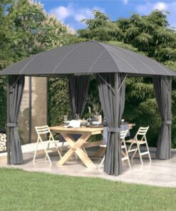 Gazebo With Sidewalls&Arch Roof 3x3 M Anthracite