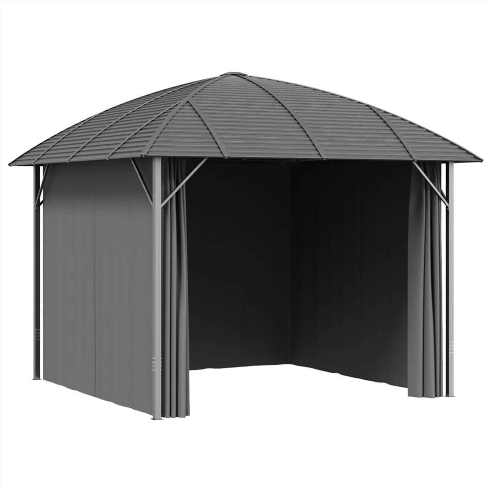 Gazebo With Sidewalls&Arch Roof 3x3 M Anthracite - Image 4