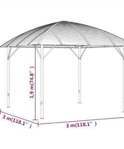 Gazebo With Sidewalls&Arch Roof 3x3 M Anthracite -Room Gazebo with Sidewalls Arch Roof 3x3 m Anthracite 516157 5