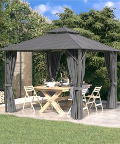 Gazebo With Sidewalls&Double Roof 3x3 M Anthracite