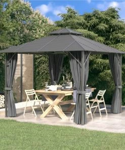 Gazebo With Sidewalls&Double Roof 3x3 M Anthracite