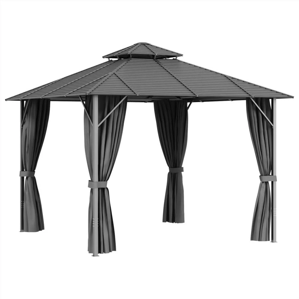 Gazebo With Sidewalls&Double Roof 3x3 M Anthracite - Image 2