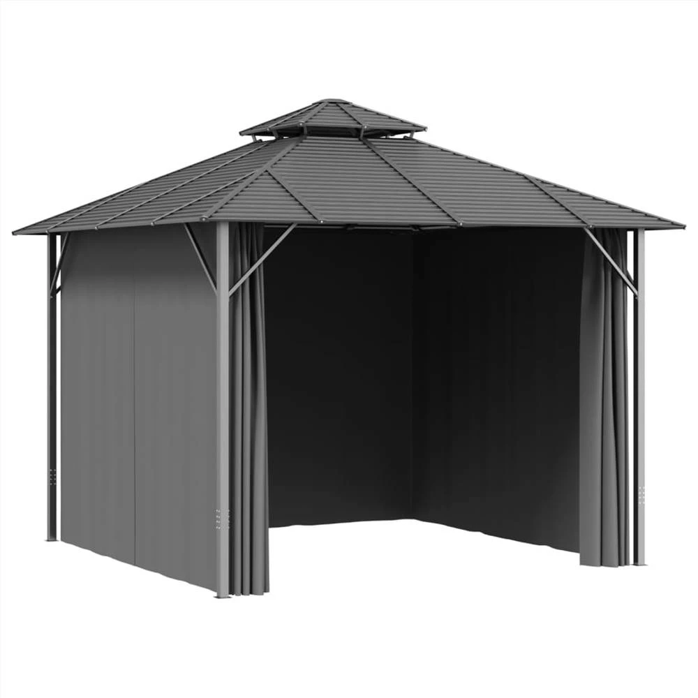 Gazebo With Sidewalls&Double Roof 3x3 M Anthracite - Image 4