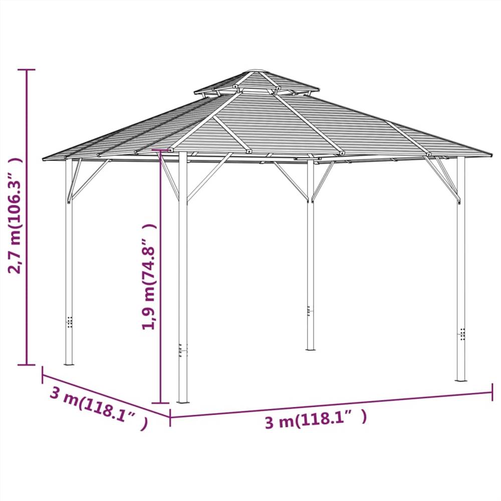 Gazebo with Sidewalls&Double Roof 3x3 m Anthracite Gazebo With Sidewalls&Double Roof 3x3 M Anthracite -Room Gazebo with Sidewalls Double Roof 3x3 m Anthracite 512945 5