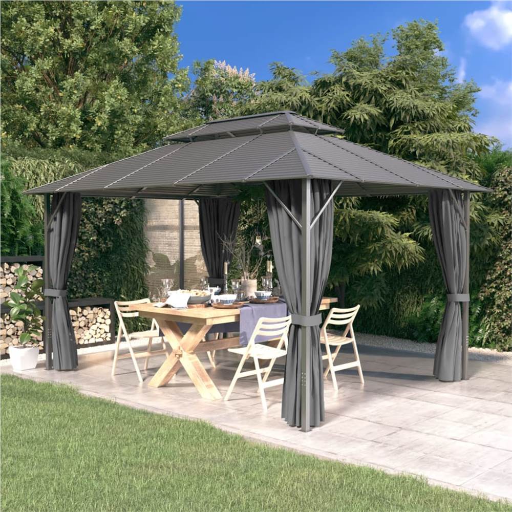 Gazebo with Sidewalls&Double Roof 3x4 m Anthracite Gazebo With Sidewalls&Double Roof 3x4 M Anthracite -Room Gazebo with Sidewalls Double Roof 3x4 m Anthracite 513429 0
