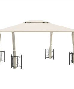 Gazebo With Sidewalls&Double Roofs 3x4 M Cream -Room Gazebo with Sidewalls Double Roofs 3x4 m Cream 515812 1