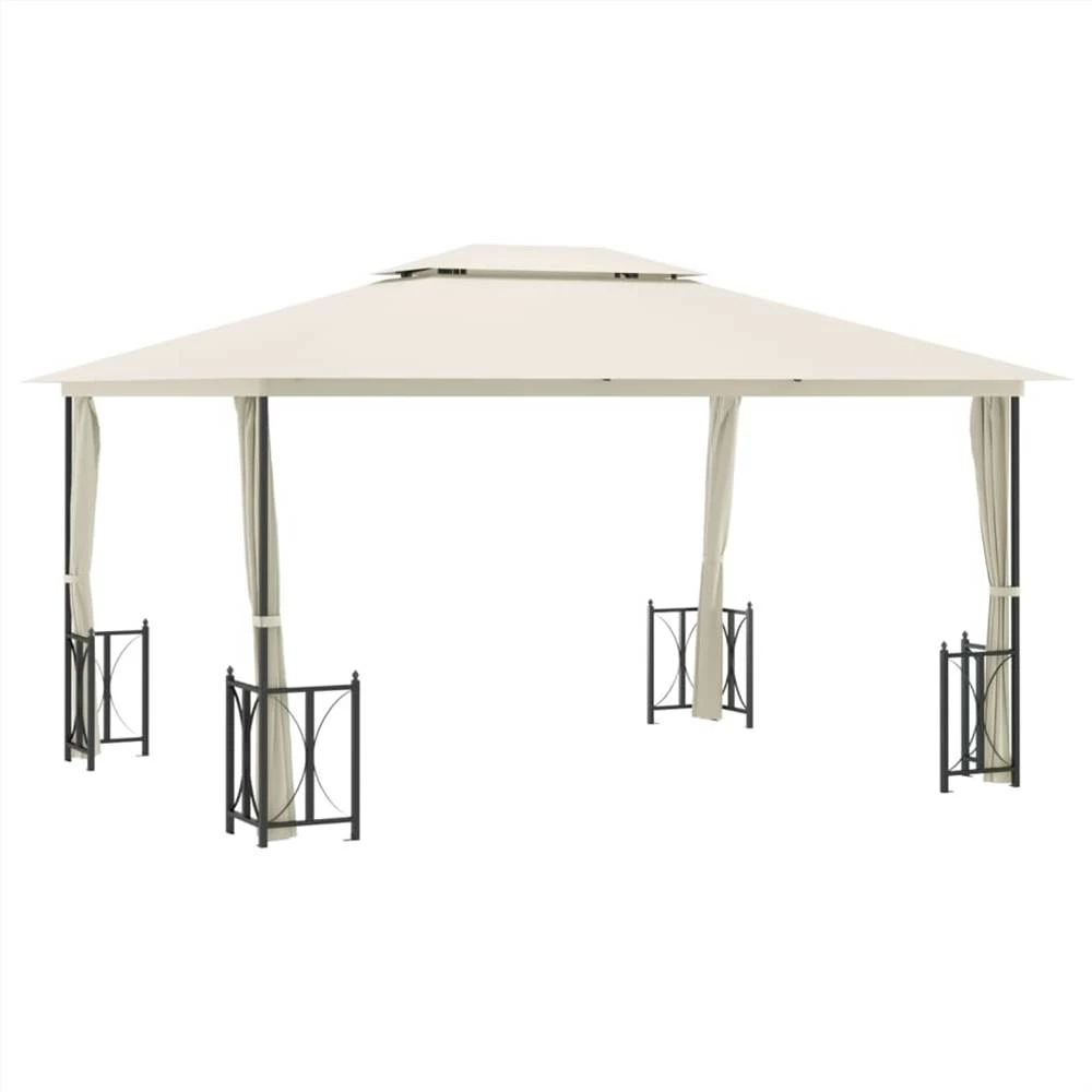 Gazebo With Sidewalls&Double Roofs 3x4 M Cream - Image 2