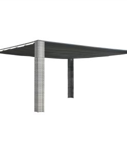 Gazebo With Sliding Roof Poly Rattan 400x400x200 Cm Grey And Anthracite