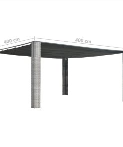 Gazebo With Sliding Roof Poly Rattan 400x400x200 Cm Grey And Anthracite -Room Gazebo with Sliding Roof Poly Rattan 400x400x200 cm Grey and Anthracite 437977 3