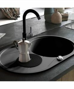 Granite Kitchen Sink Single Basin Oval Black