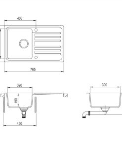 Granite Kitchen Sink Single Basin With Drainer Reversible Cream White 4 Granite Kitchen Sink Single Basin With Drainer Reversible Cream White -Room Granite Kitchen Sink Single Basin with Drainer Reversible Cream White 447059 2