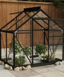 Greenhouse Anthracite 155x103x191 Cm Aluminium And Glass