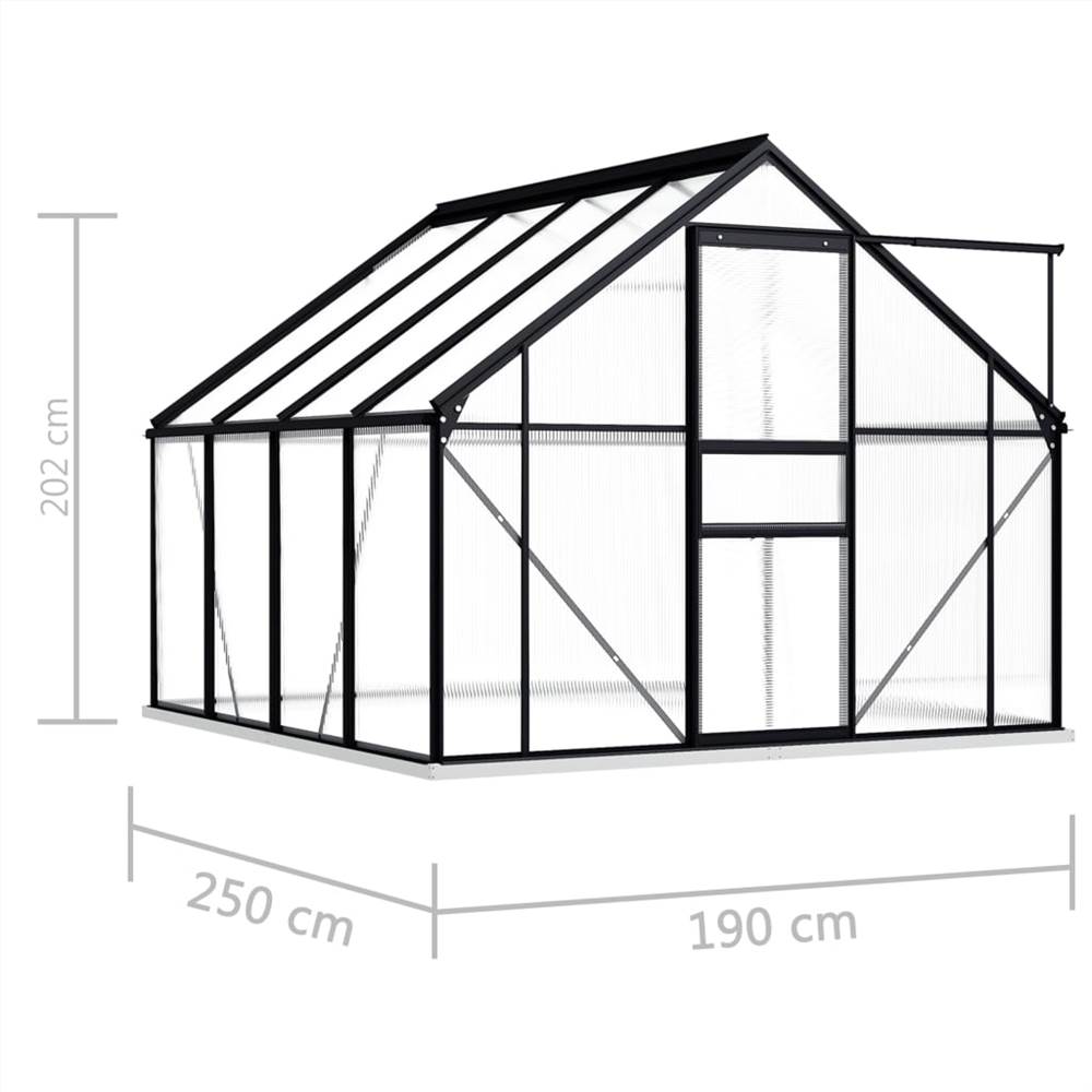 Greenhouse with Base Frame Anthracite Aluminium 4.75 m² Greenhouse With Base Frame Anthracite Aluminium 4.75 M² -Room Greenhouse with Base Frame Anthracite Aluminium 4 75 m 437566 5