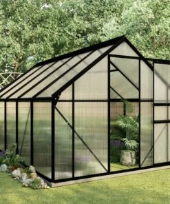Greenhouse With Base Frame Anthracite Aluminium 5.89 M²