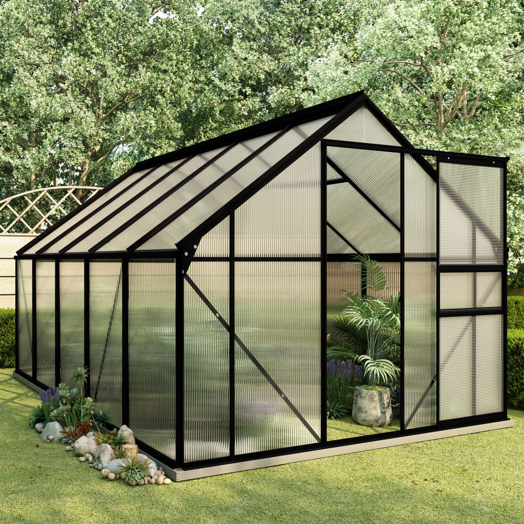 Greenhouse with Base Frame Anthracite Aluminium 5.89 m² Greenhouse With Base Frame Anthracite Aluminium 5.89 M² -Room Greenhouse with Base Frame Anthracite Aluminium 5 89 m 433630 0
