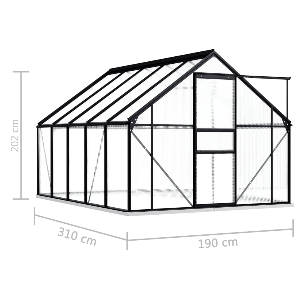 Greenhouse with Base Frame Anthracite Aluminium 5.89 m² Greenhouse With Base Frame Anthracite Aluminium 5.89 M² -Room Greenhouse with Base Frame Anthracite Aluminium 5 89 m 433630 5