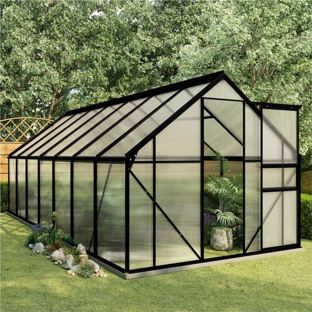 Greenhouse with Base Frame Anthracite Aluminium 8.17 m² Greenhouse With Base Frame Anthracite Aluminium 8.17 M² -Room Greenhouse with Base Frame Anthracite Aluminium 8 17 m 441970 0
