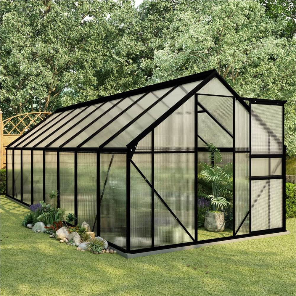 Greenhouse with Base Frame Anthracite Aluminium 9.31 m² Greenhouse With Base Frame Anthracite Aluminium 9.31 M² -Room Greenhouse with Base Frame Anthracite Aluminium 9 31 m 438852 0