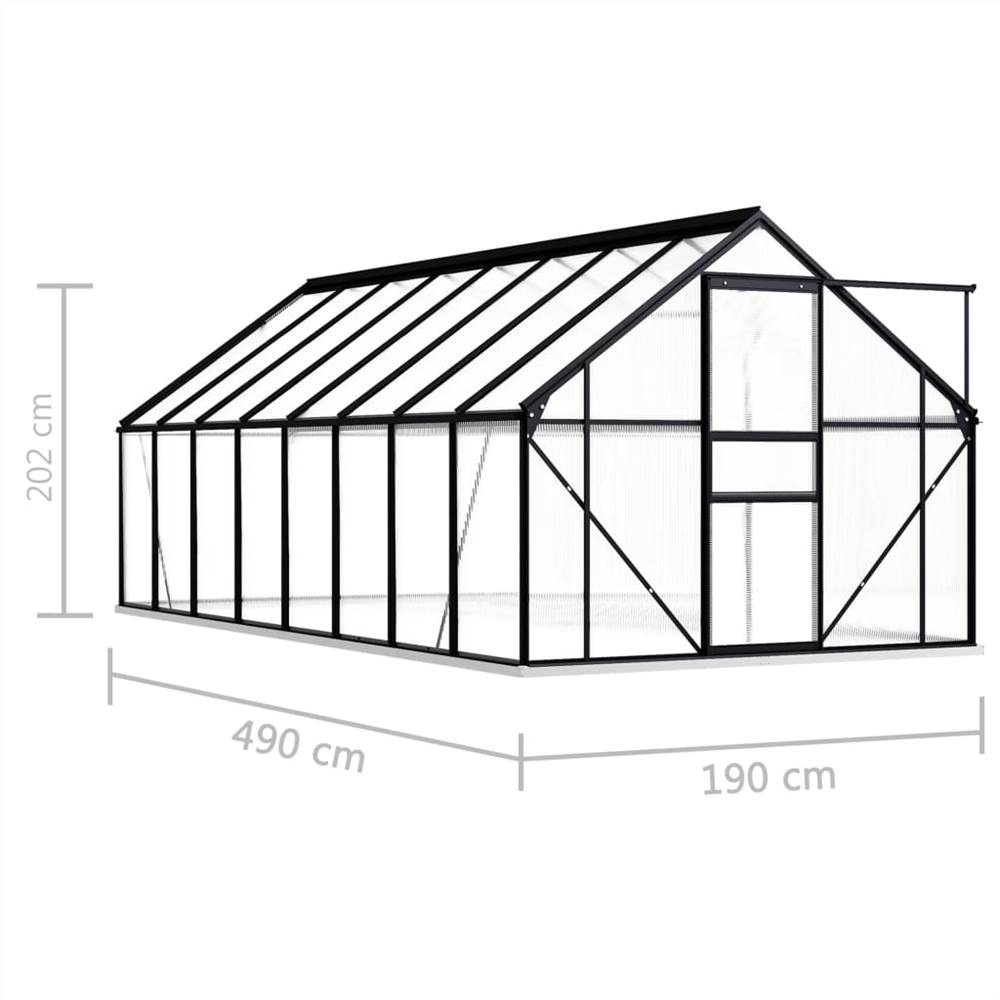 Greenhouse with Base Frame Anthracite Aluminium 9.31 m² Greenhouse With Base Frame Anthracite Aluminium 9.31 M² -Room Greenhouse with Base Frame Anthracite Aluminium 9 31 m 438852 5