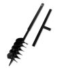 Ground Drill With Handle Auger Bit 150 Mm Three Spirals Steel Black