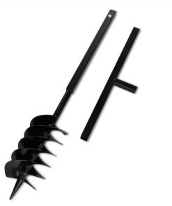 Ground Drill With Handle Auger Bit 150 Mm Three Spirals Steel Black