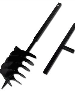 Ground Drill With Handle Auger Bit 200 Mm Three Spirals Steel Black -Room Ground Drill with Handle Auger Bit 200 mm Three Spirals Steel Black 439181 2