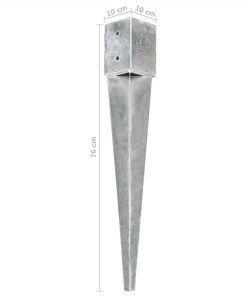 Ground Spikes 2 Pcs Silver 10x10x76 Cm Galvanised Steel -Room Ground Spikes 2 pcs Silver 10x10x76 cm Galvanised Steel 436516 5