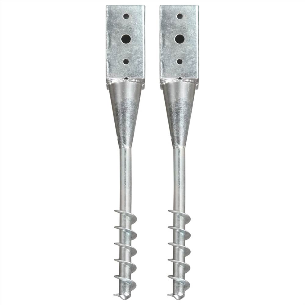 Ground Spikes 2 pcs Silver 7x7x56 cm Galvanised Steel Ground Spikes 2 Pcs Silver 7x7x56 Cm Galvanised Steel -Room Ground Spikes 2 pcs Silver 7x7x56 cm Galvanised Steel 448011 0