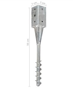 Ground Spikes 2 Pcs Silver 7x7x56 Cm Galvanised Steel 7 Ground Spikes 2 Pcs Silver 7x7x56 Cm Galvanised Steel -Room Ground Spikes 2 pcs Silver 7x7x56 cm Galvanised Steel 448011 5