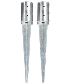 Ground Spikes 2 Pcs Silver 8x61 Cm Galvanised Steel