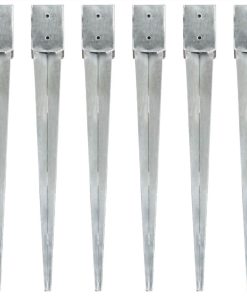 Ground Spikes 6 Pcs Silver 10x10x91 Cm Galvanised Steel