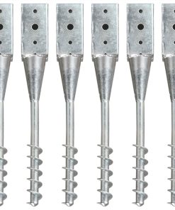 Ground Spikes 6 Pcs Silver 7x7x56 Cm Galvanised Steel
