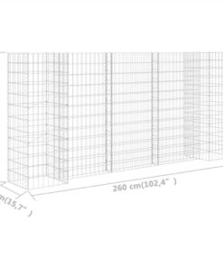 H-Shaped Gabion Planter Steel Wire 260x40x120 Cm -Room H Shaped Gabion Planter Steel Wire 260x40x120 cm 452155 5
